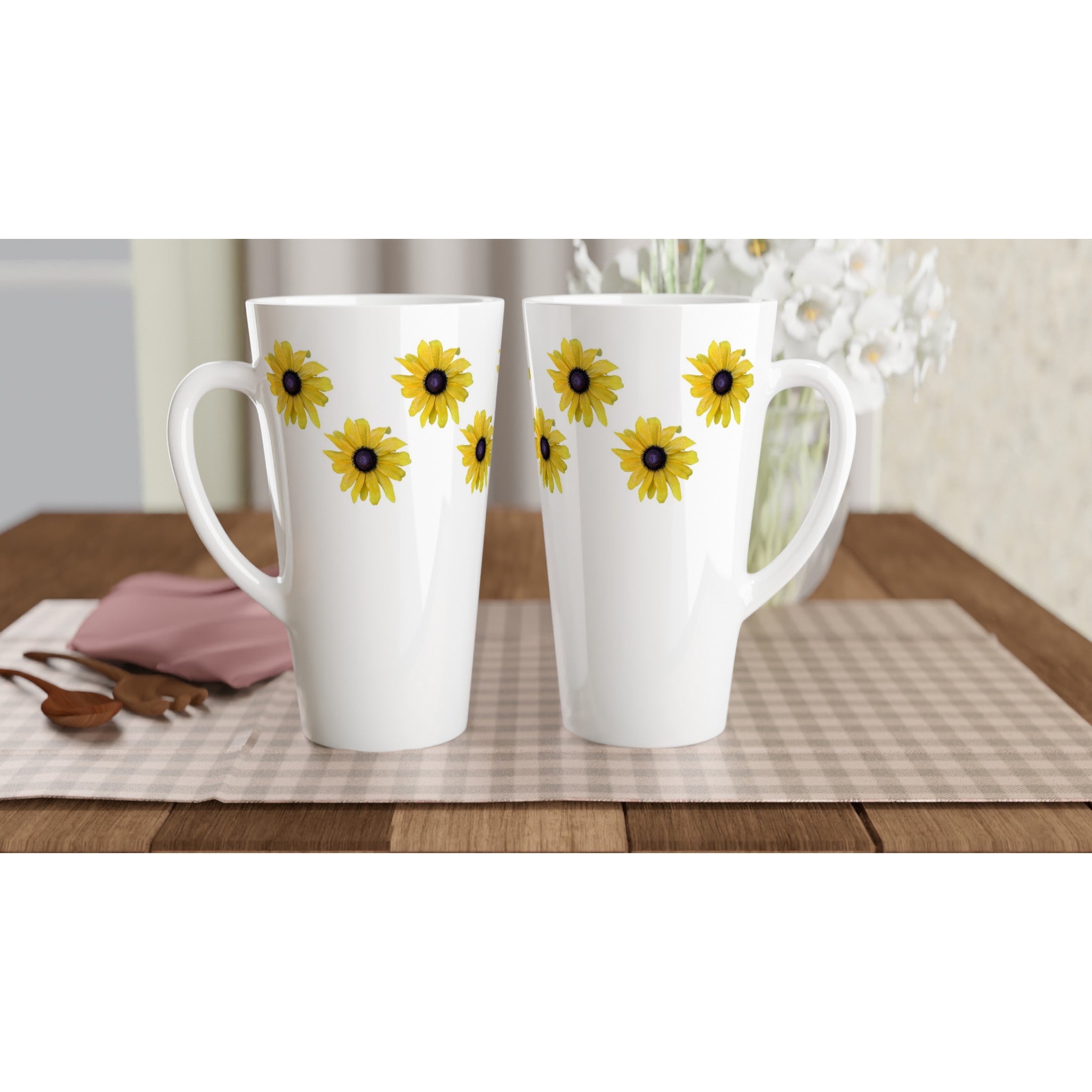 17oz ceramic latte mug rudbeckia floral pattern 