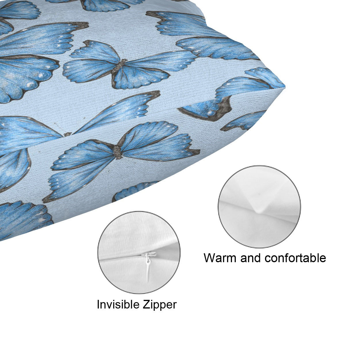 Plush Pillow Cover (Three sizes available) Crammer's Blue Morpho butterfly 1