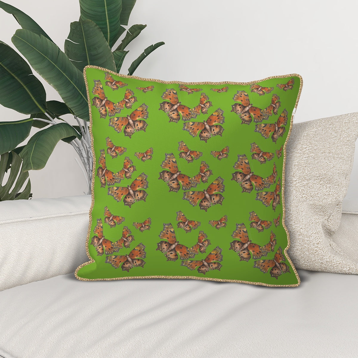 Velvet Throw Pillow Covers (Multiple Sizes/Stitch Colours) Green Coma Butterfly 1