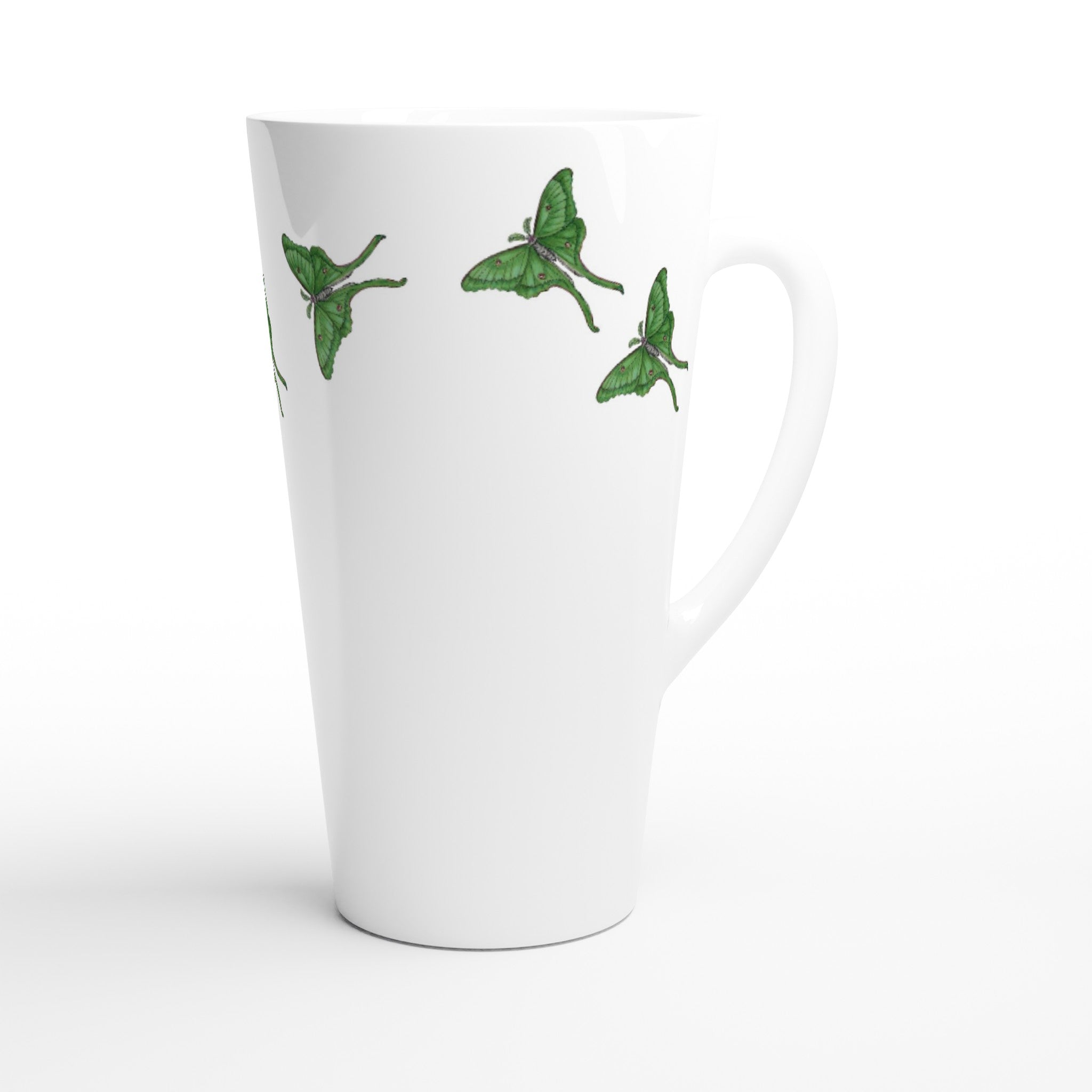 17oz ceramic latte mug luna moth pattern 