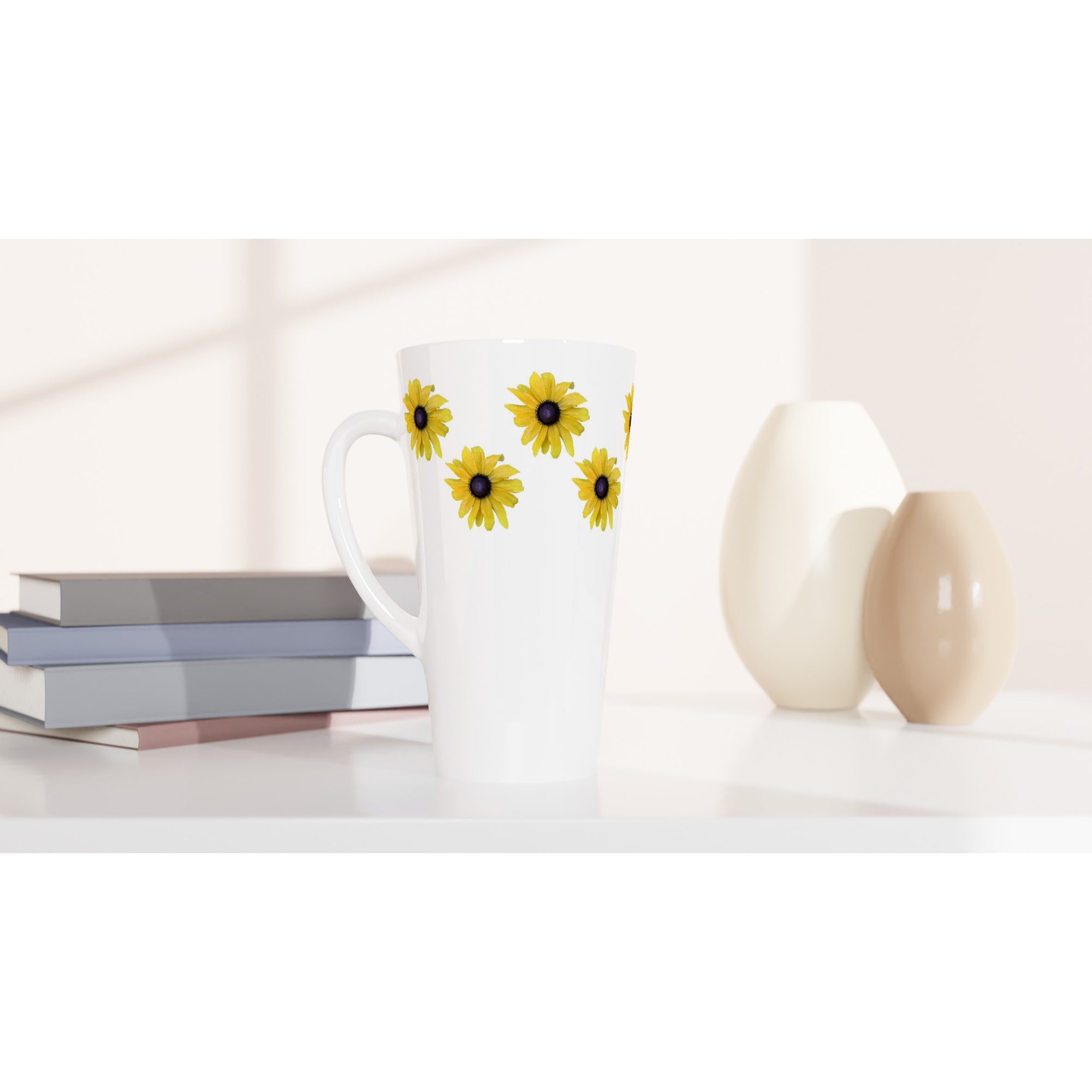 17oz ceramic latte mug rudbeckia floral pattern 