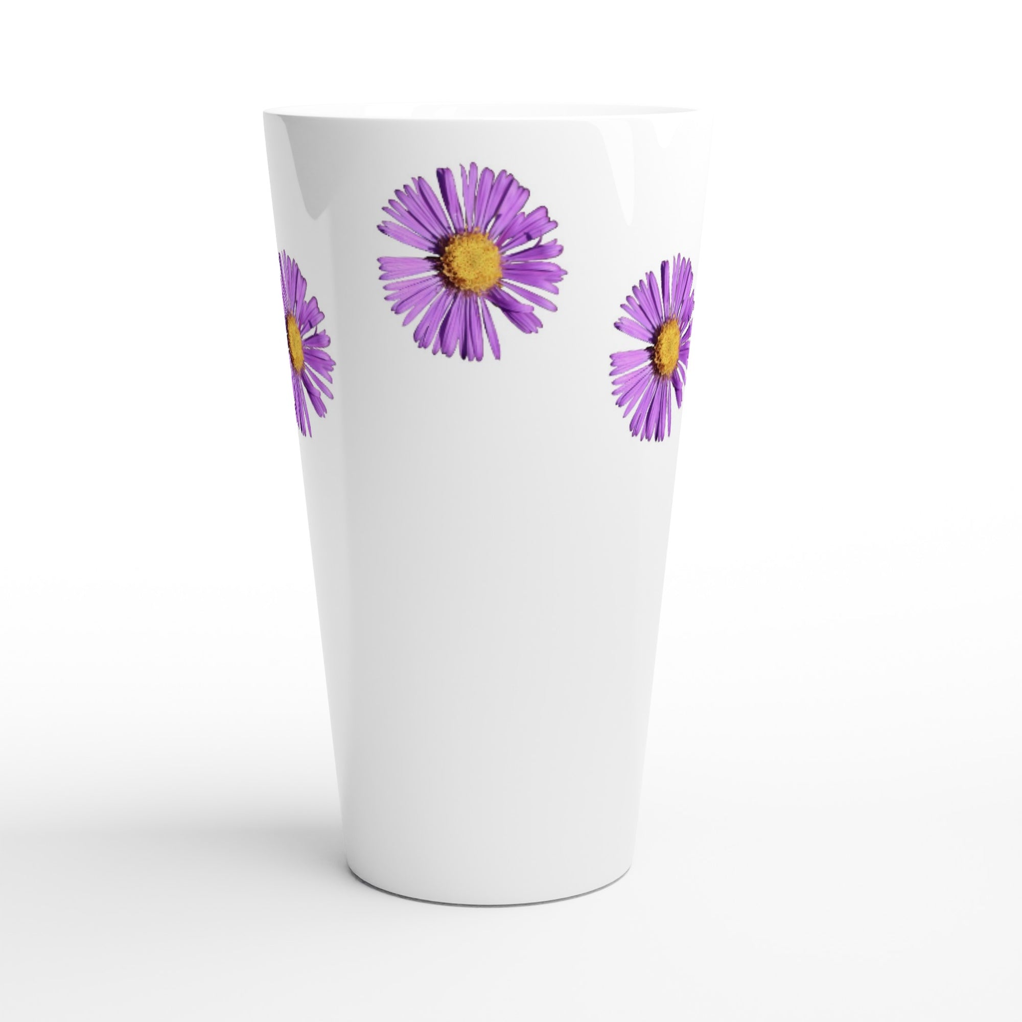 17oz ceramic latte mug purple aster floral pattern 