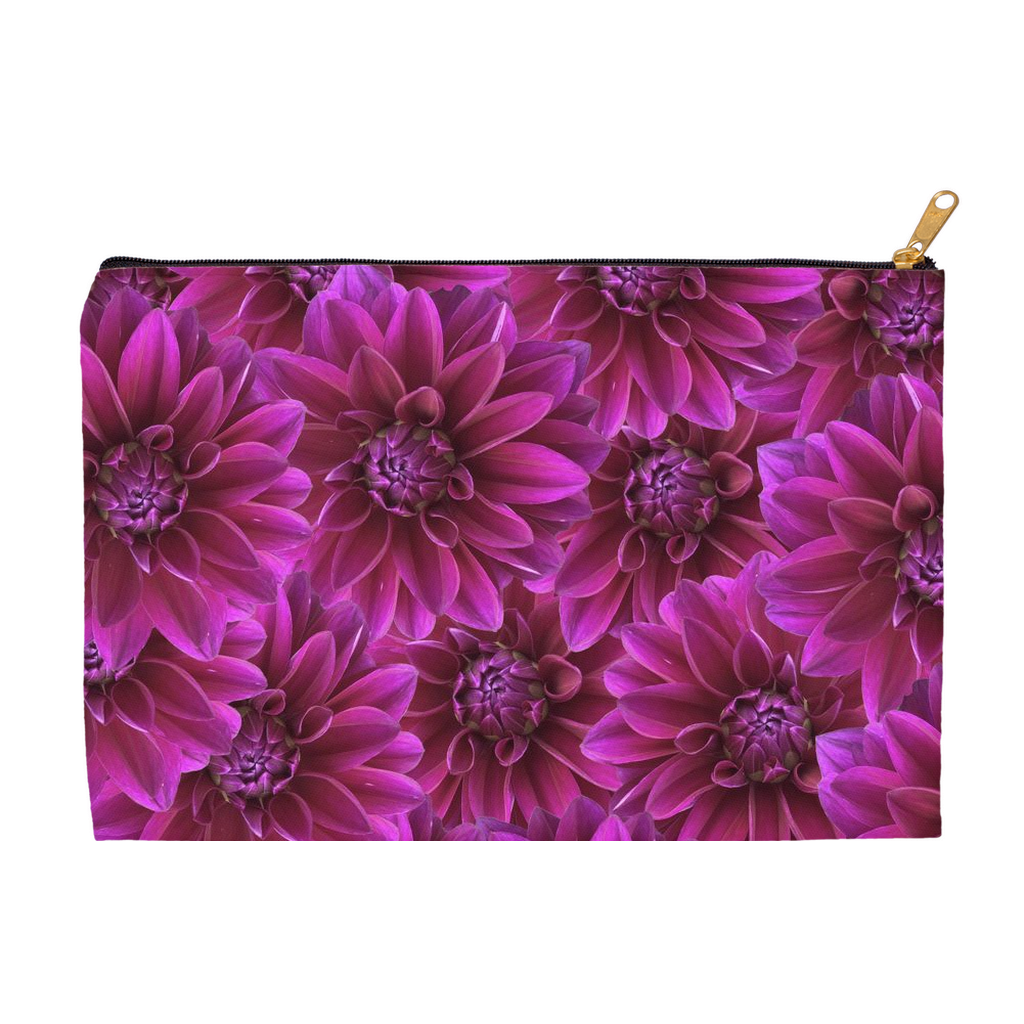 Flat pouch purple dahlia floral pattern