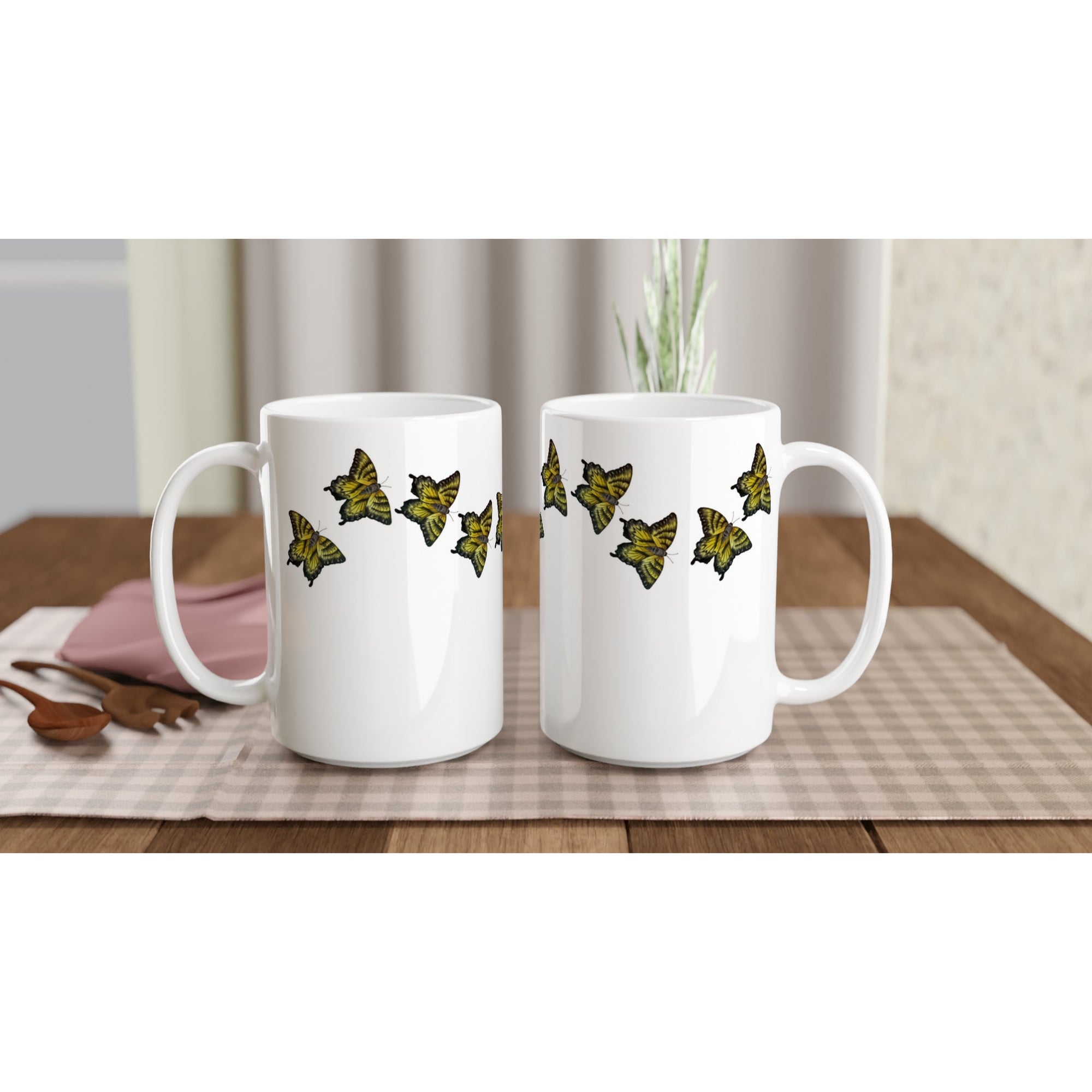 Ceramic mug 15oz tiger swallowtail butterfly pattern