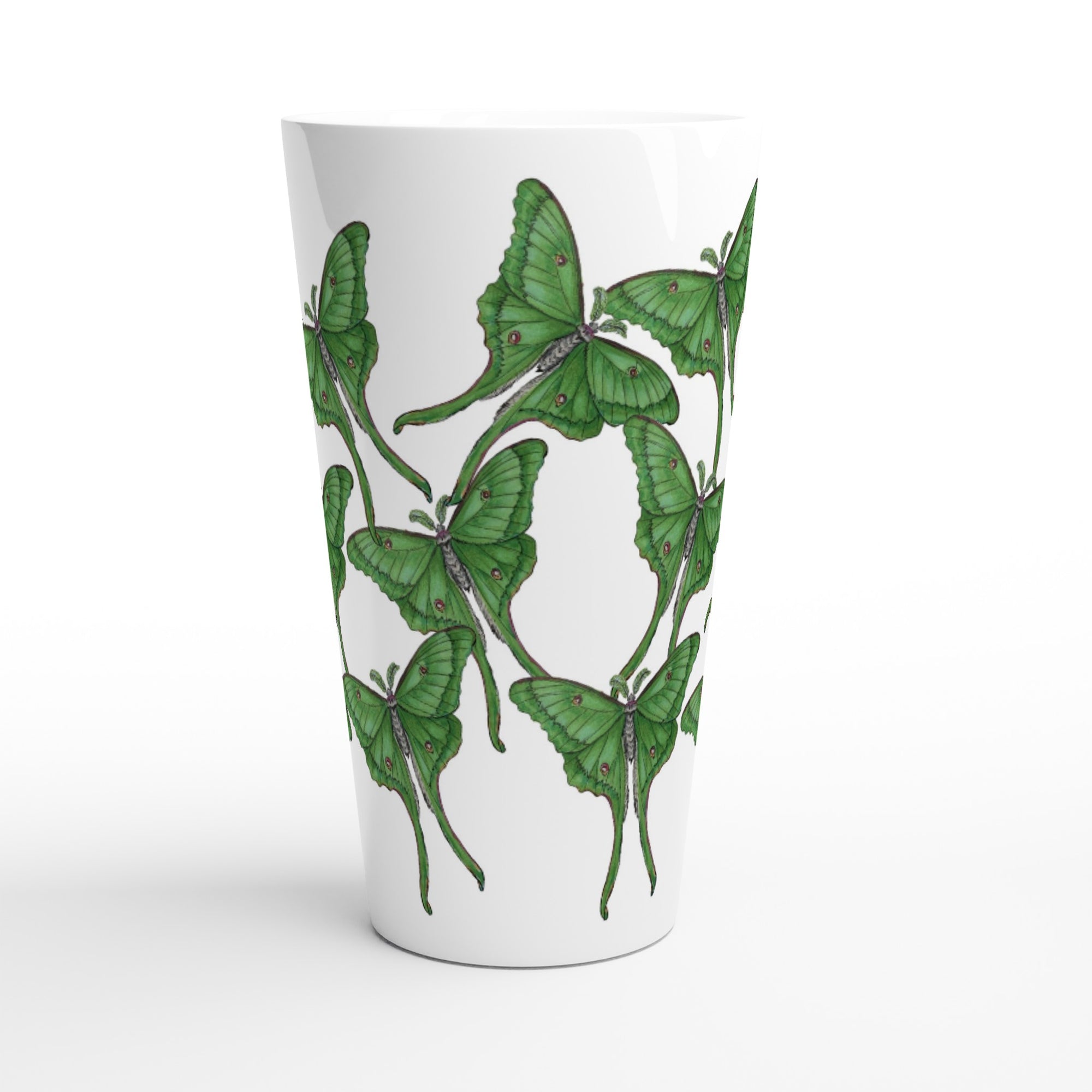 17oz ceramic latte mug luna moth pattern 