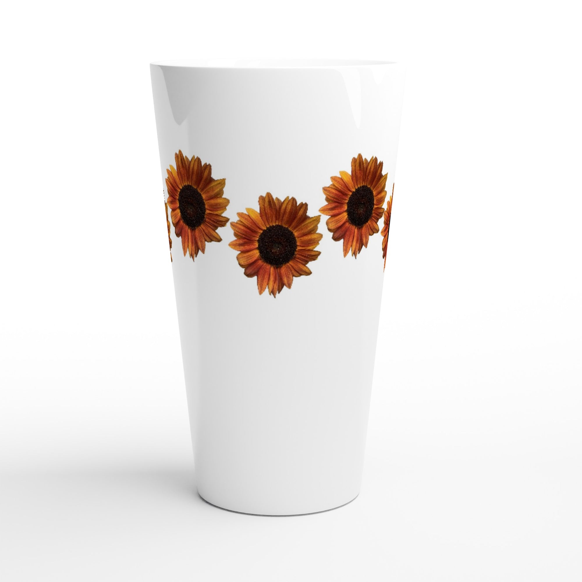 17oz ceramic latte mug red sunflower floral pattern 