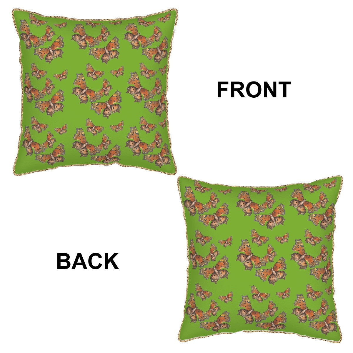 Velvet Throw Pillow Covers (Multiple Sizes/Stitch Colours) Green Coma Butterfly 1