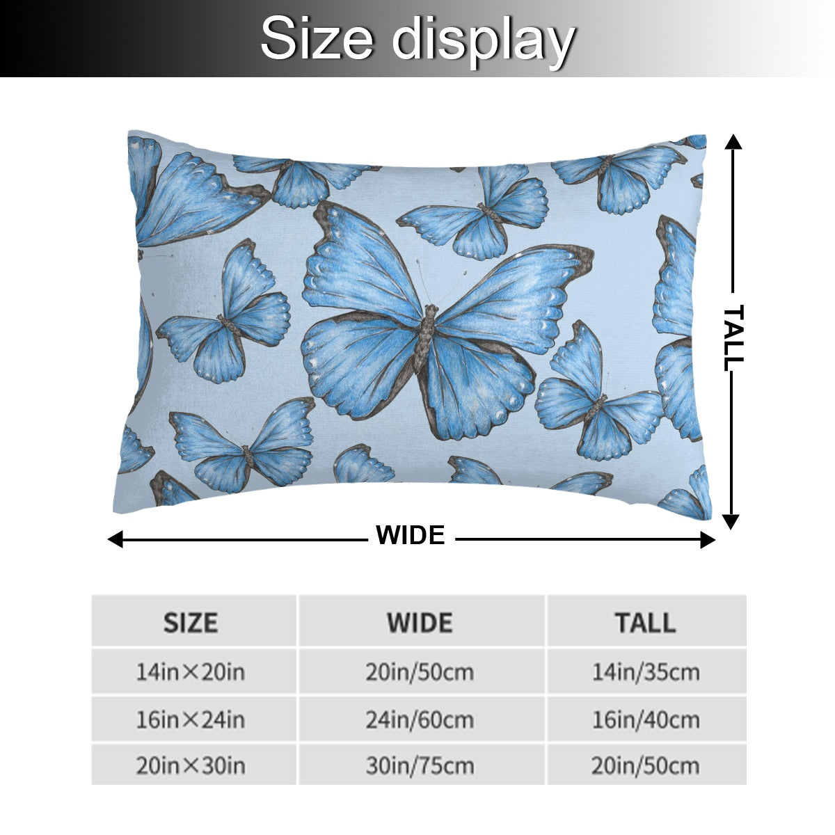 Plush Pillow Cover (Three sizes available) Crammer's Blue Morpho butterfly 1