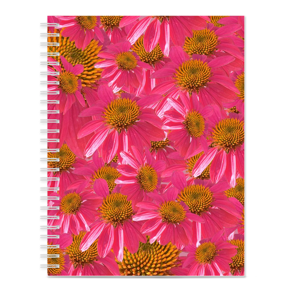 Blank spiral bound journal echinacea pattern