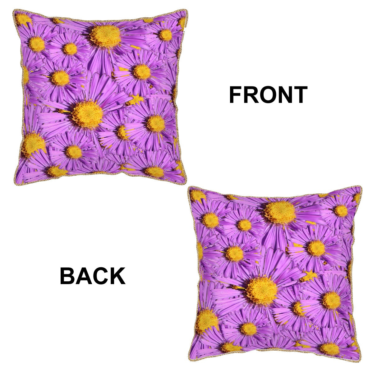 Velvet Throw Pillow Covers (Multiple Sizes/Stitch Colours) Purple Aster 1