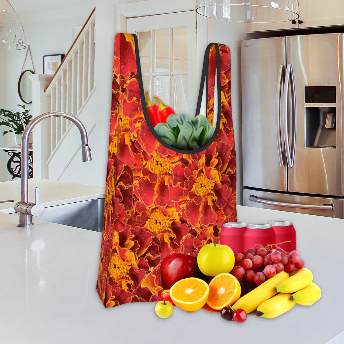 Folding shopping bag (Polyester with storage pouch) Marigold 1