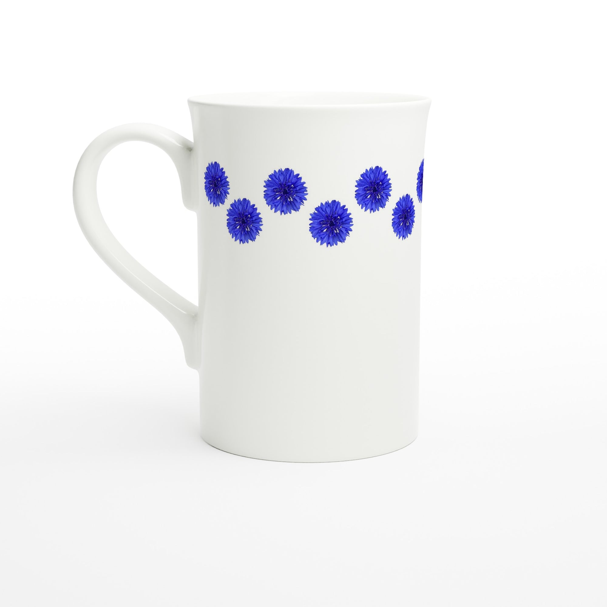 10 oz slim porcelain mug blue cornflower floral pattern