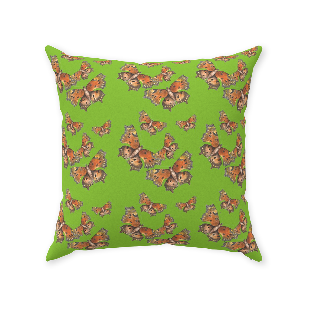 Throw Pillow (Multiple Sizes) Green Coma Butterfly 1