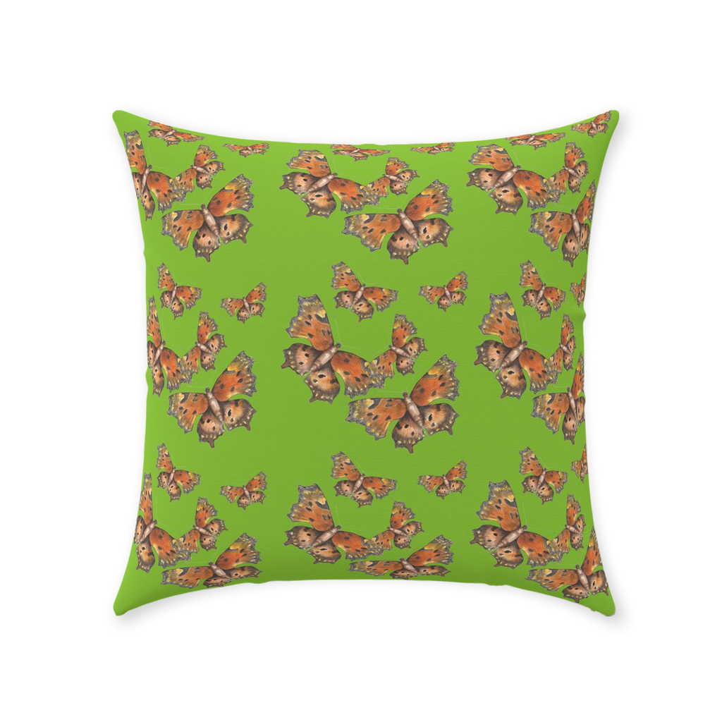 Throw Pillow (Multiple Sizes) Green Coma Butterfly 1