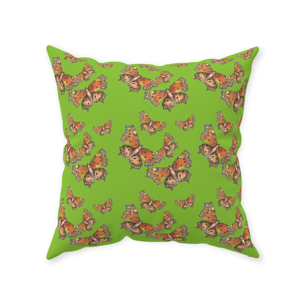 Throw Pillow (Multiple Sizes) Green Coma Butterfly 1