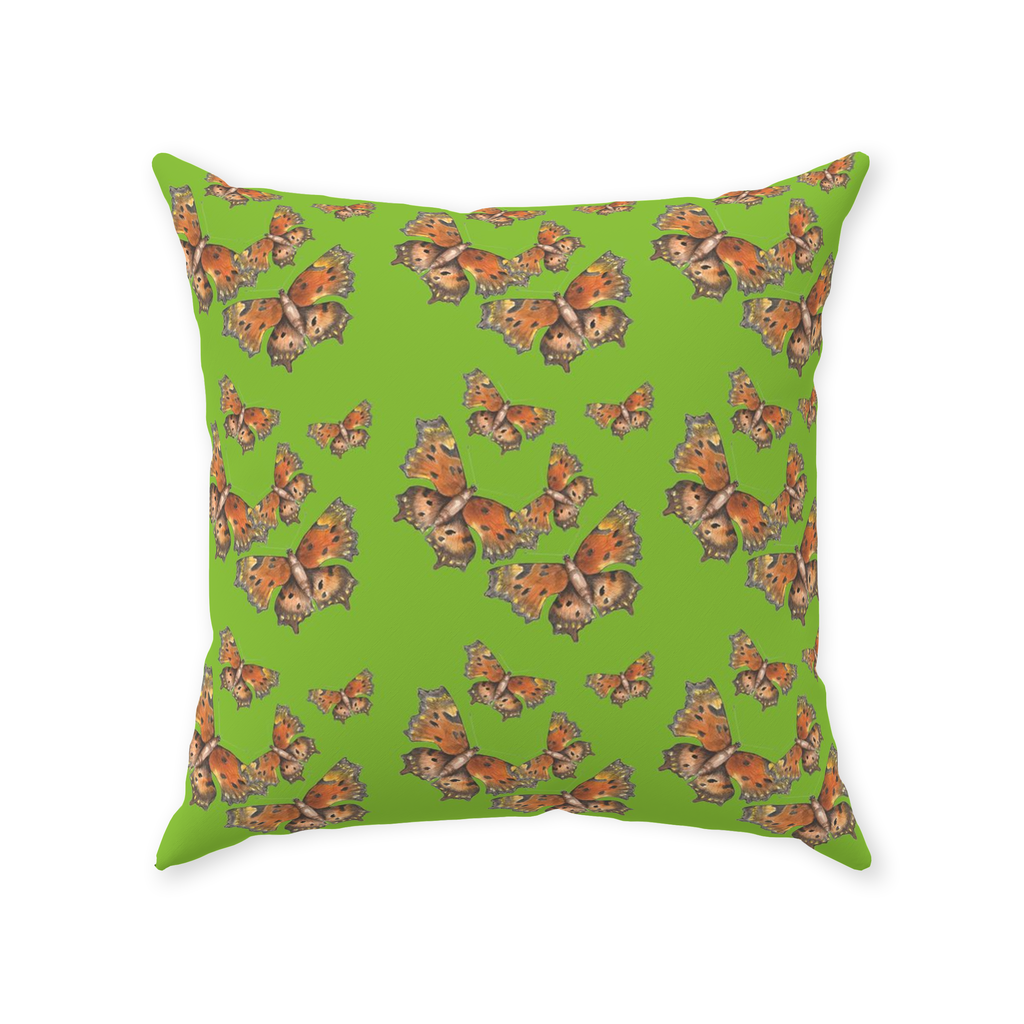 Throw Pillow (Multiple Sizes) Green Coma Butterfly 1