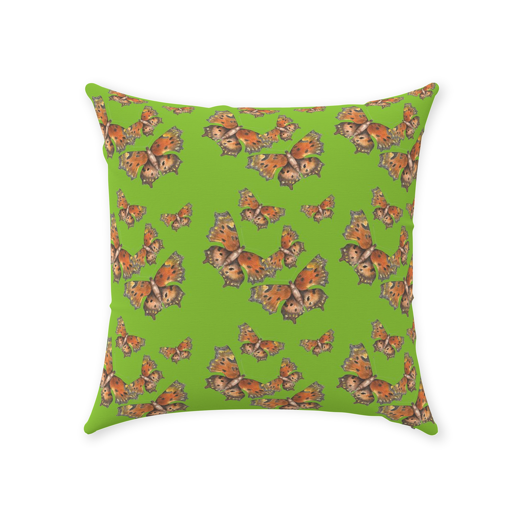 Throw Pillow (Multiple Sizes) Green Coma Butterfly 1