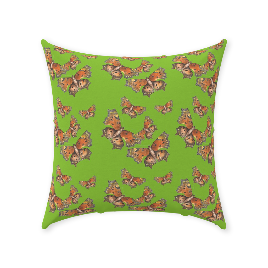 Throw Pillow (Multiple Sizes) Green Coma Butterfly 1