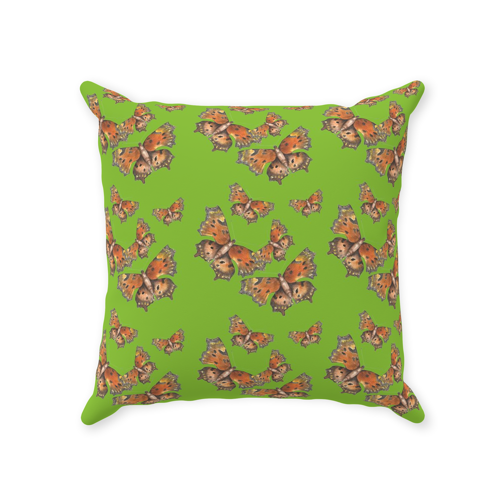 Throw pillow cover assorted sizes green coma butterfly pattern