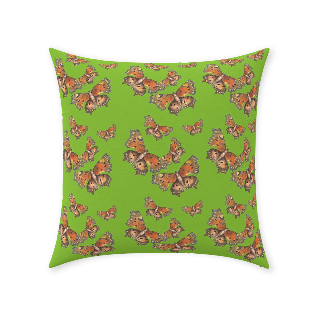 Throw Pillow (Multiple Sizes) Green Coma Butterfly 1