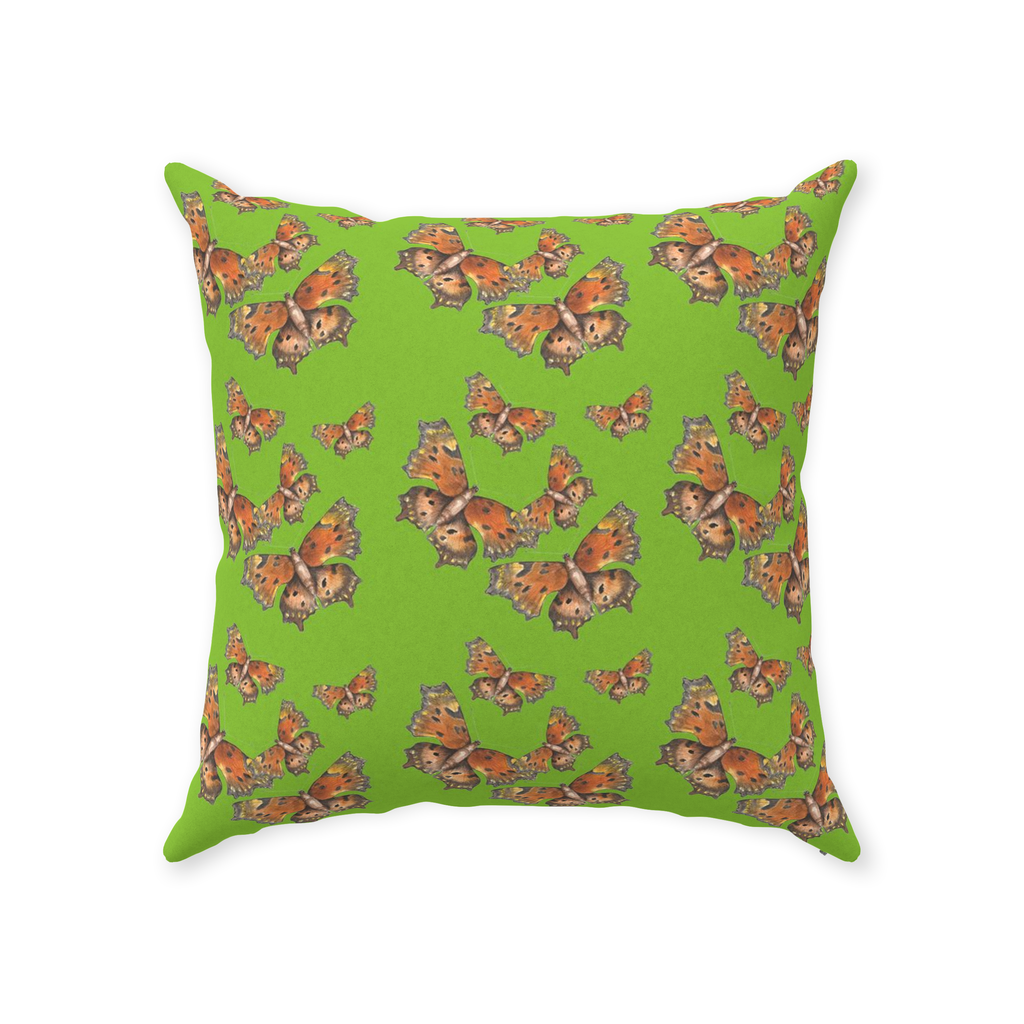 Throw Pillow (Multiple Sizes) Green Coma Butterfly 1