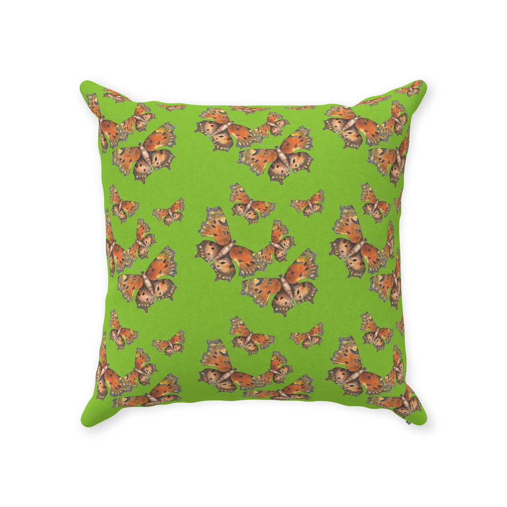 Throw Pillow (Multiple Sizes) Green Coma Butterfly 1