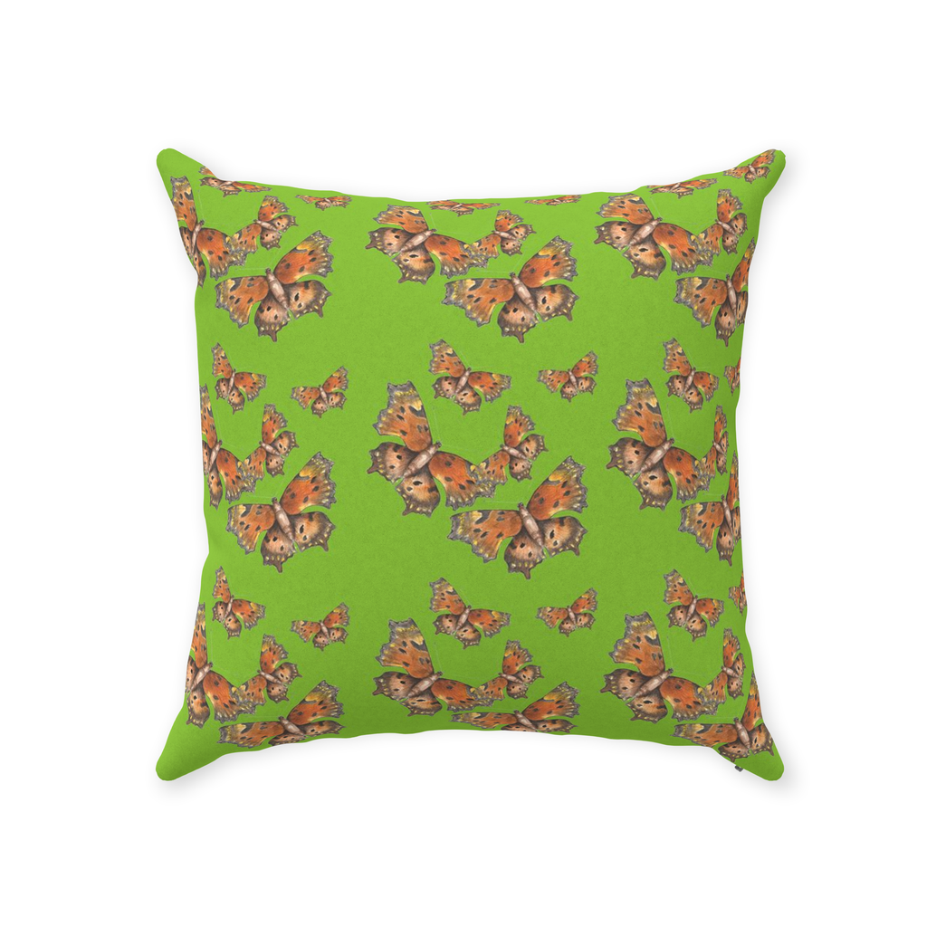 Throw Pillow (Multiple Sizes) Green Coma Butterfly 1