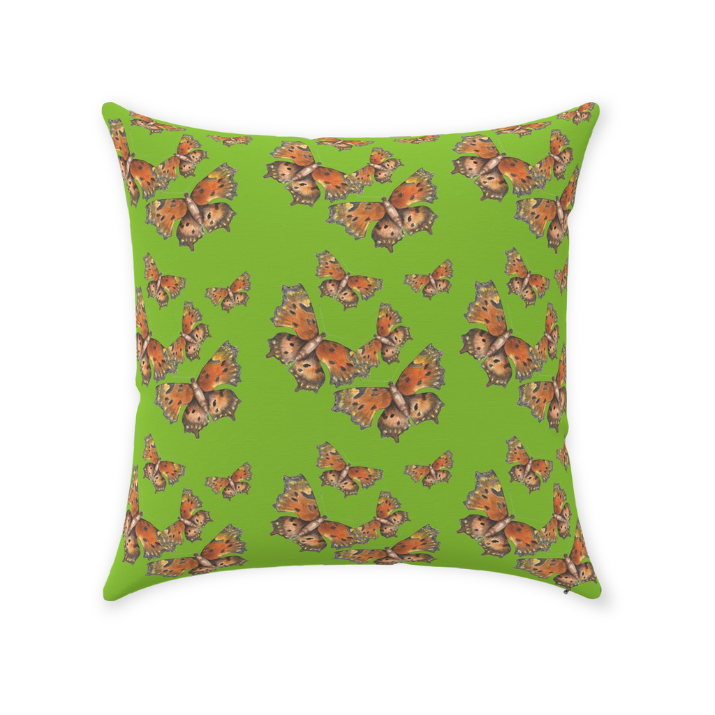 Throw Pillow (Multiple Sizes) Green Coma Butterfly 1