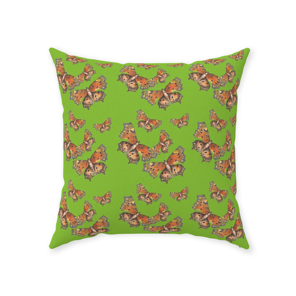 Throw Pillow (Multiple Sizes) Green Coma Butterfly 1