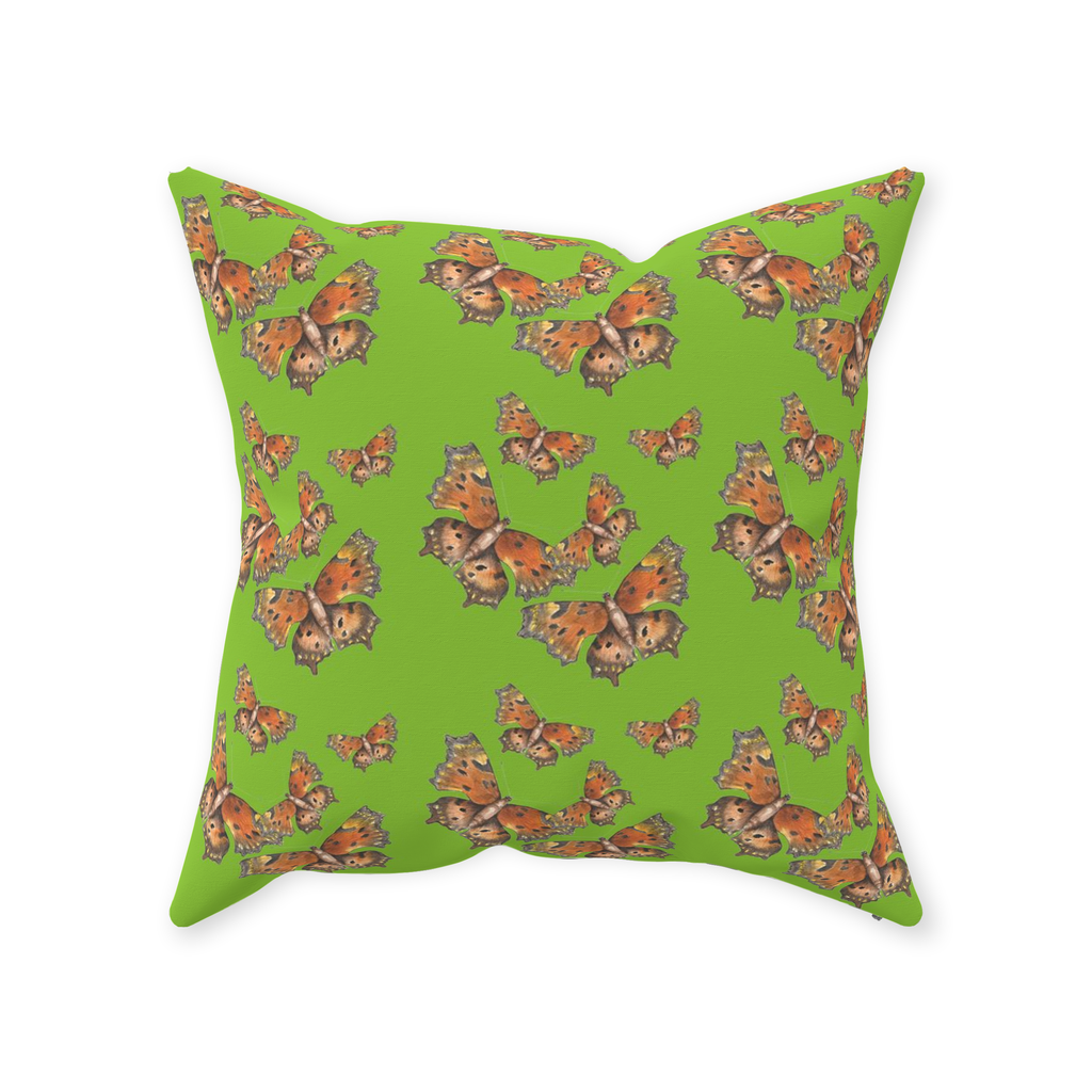 Throw Pillow (Multiple Sizes) Green Coma Butterfly 1