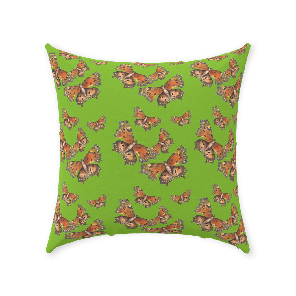 Throw Pillow (Multiple Sizes) Green Coma Butterfly 1