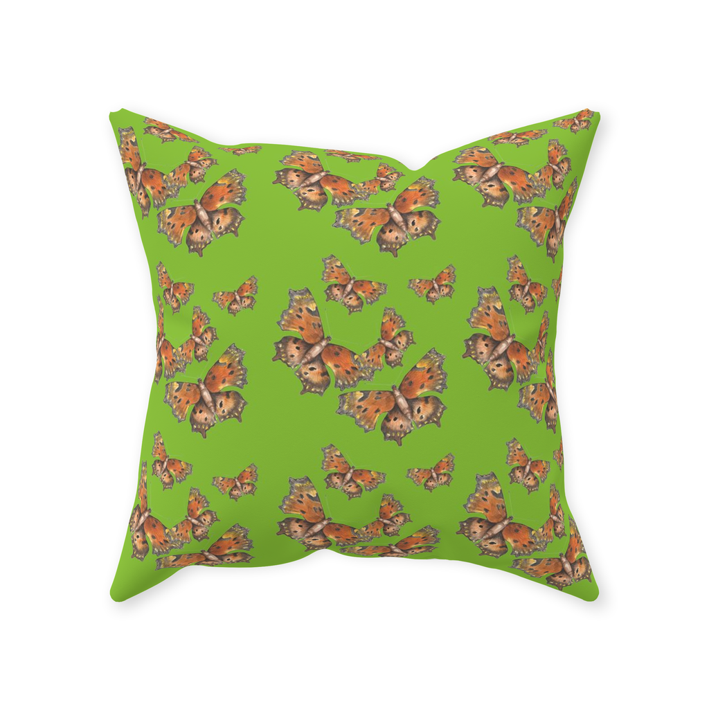 Throw Pillow (Multiple Sizes) Green Coma Butterfly 1