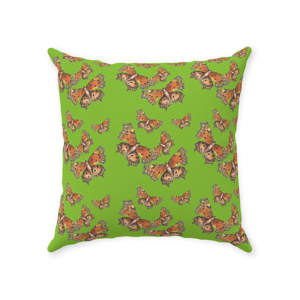 Throw Pillow (Multiple Sizes) Green Coma Butterfly 1