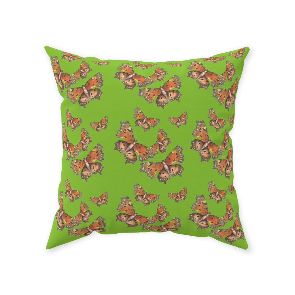 Green coma butterfly 1 Throw Pillows