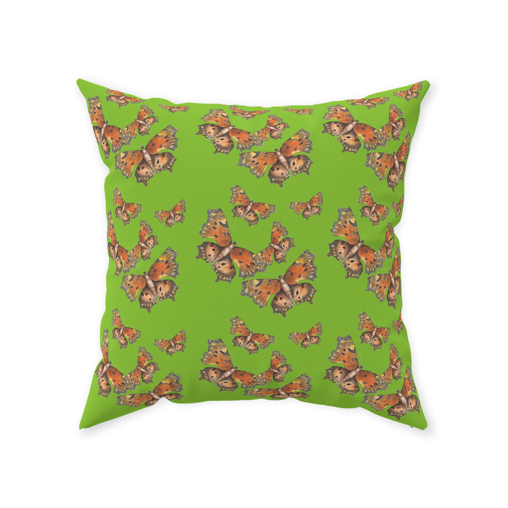 Throw Pillow (Multiple Sizes) Green Coma Butterfly 1