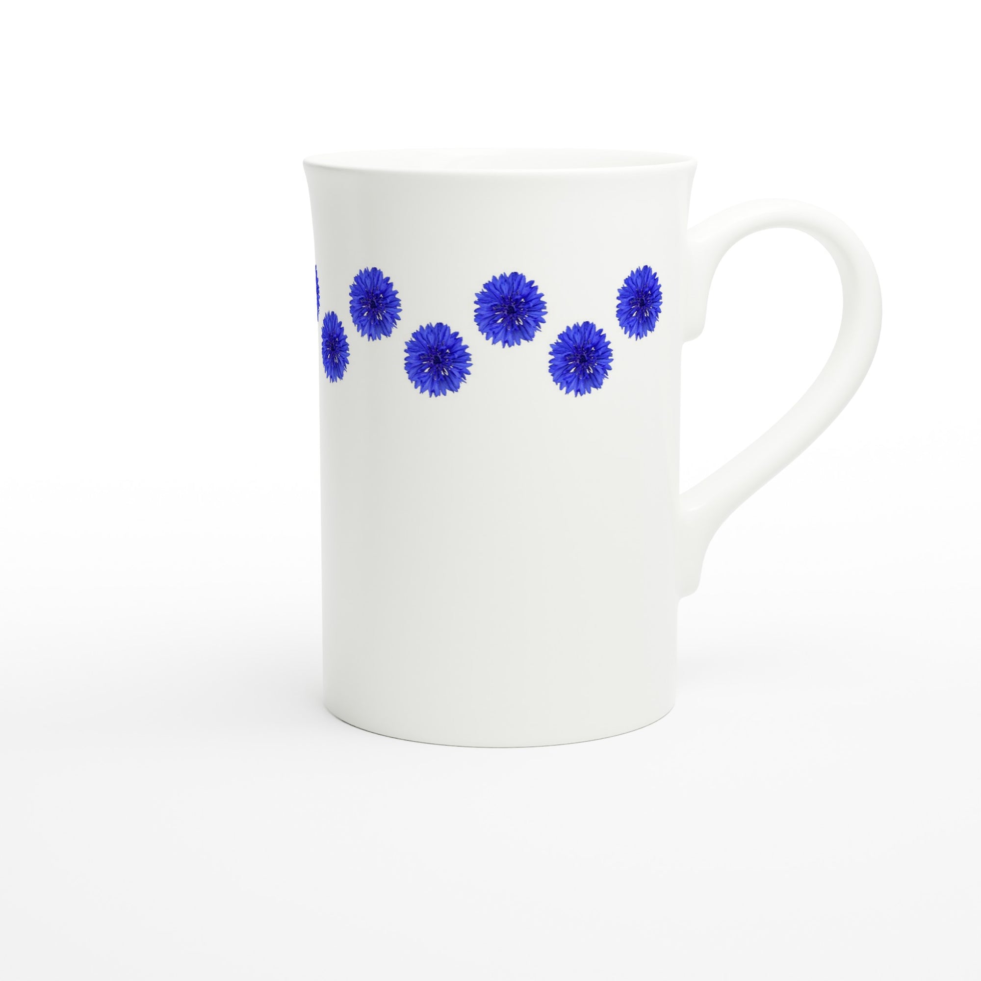 10 oz slim porcelain mug blue cornflower floral pattern