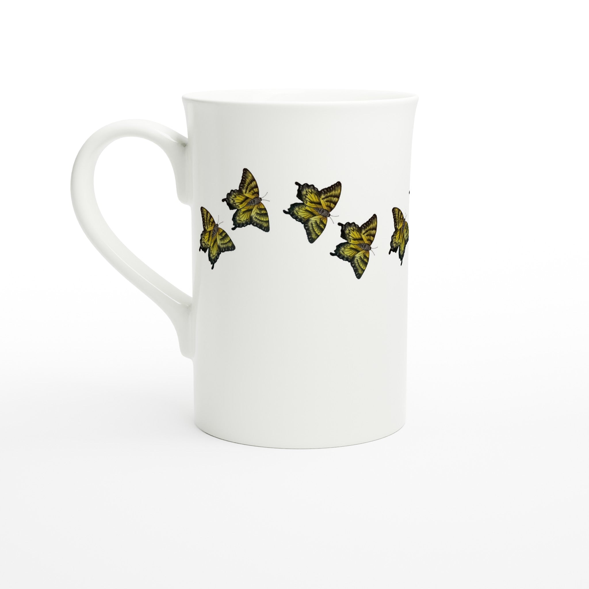 10 oz slim porcelain mug tiger swallowtail butterfly pattern