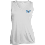 Ladies Sleevless  V-Neck Tee (Multiple Sizes/Colours) Cramer's Blue Morpho Butterfly 1