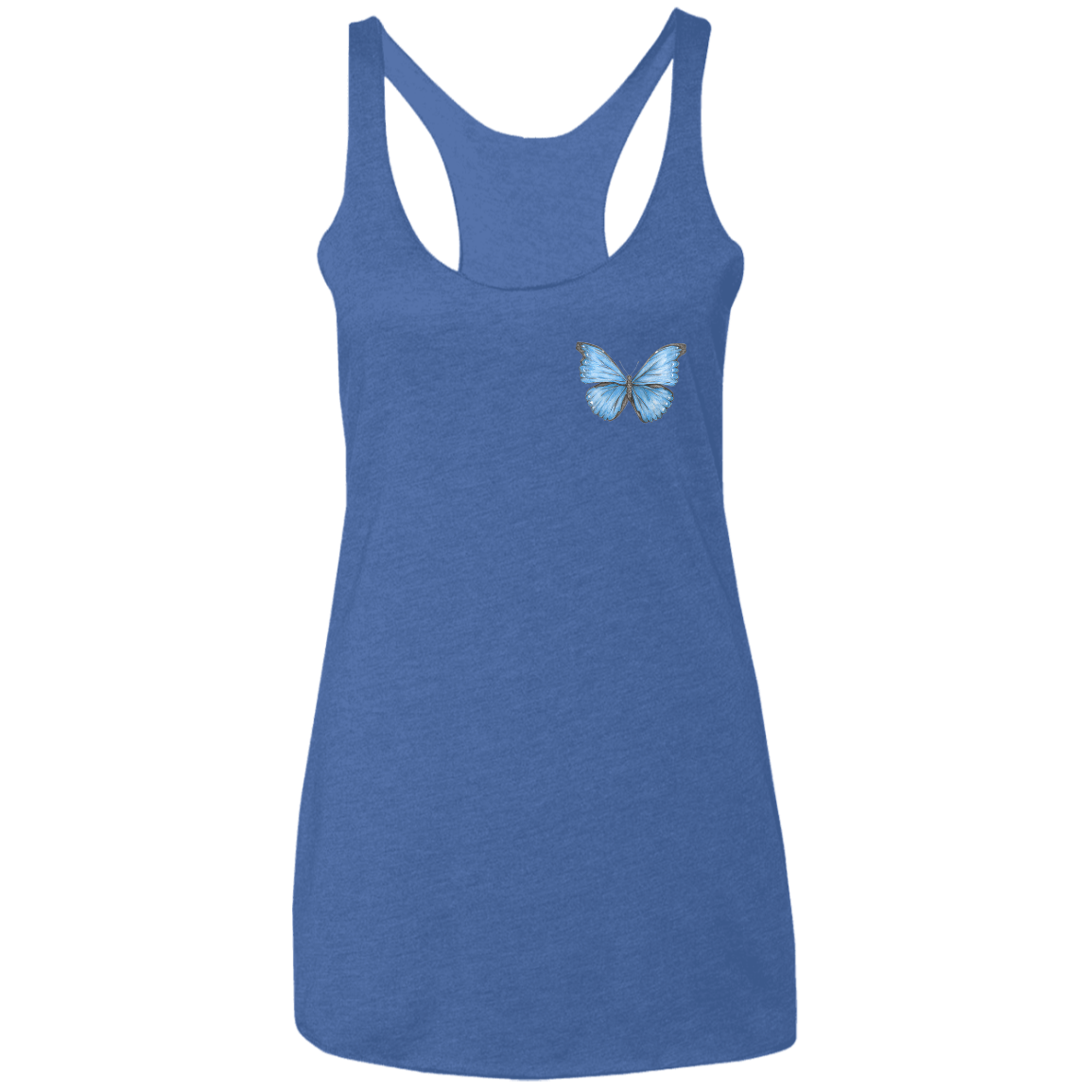 Ladies' Triblend Racerback Tank (Multiple Sizes/Colours) Cramer’s Blue Morpho Butterfly 1