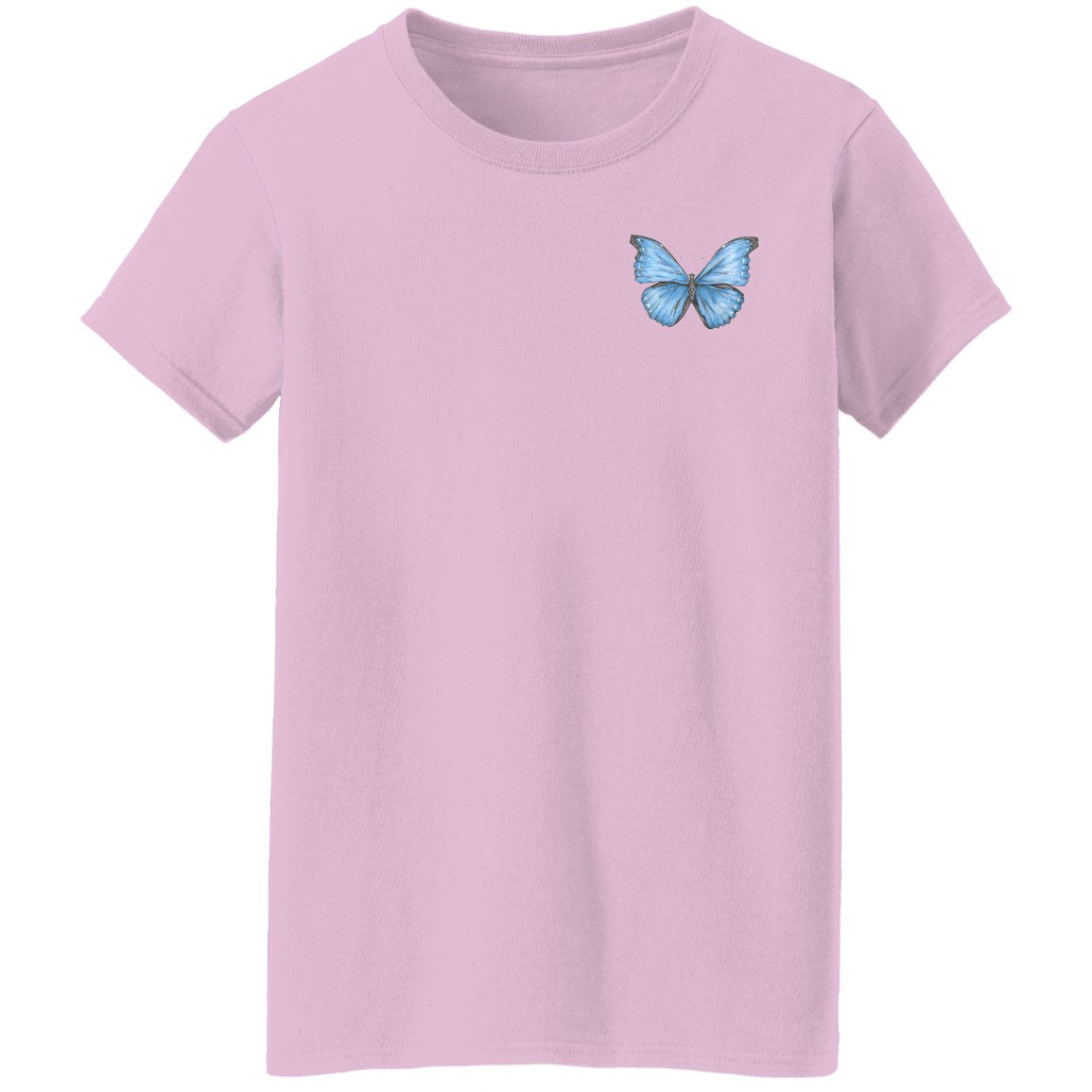 Ladies 5.3 oz Tee (Multiple Sizes/Colours) Cramer's Blue Morpho Butterfly 1