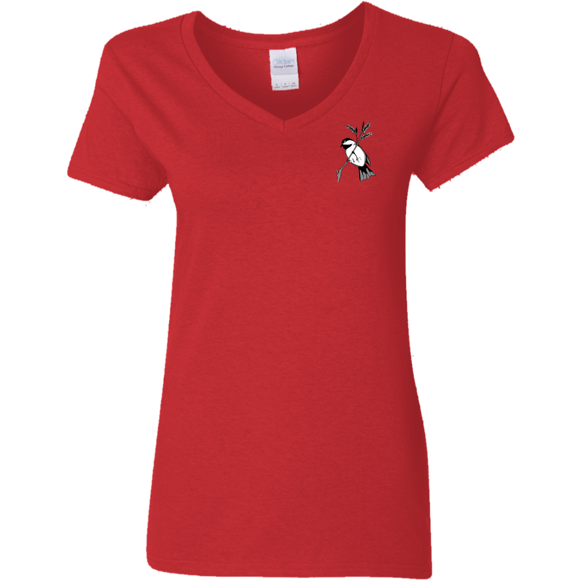 Ladies 5.3 oz. V-Neck T (Multiple Sizes/Colours) Chickadee 1