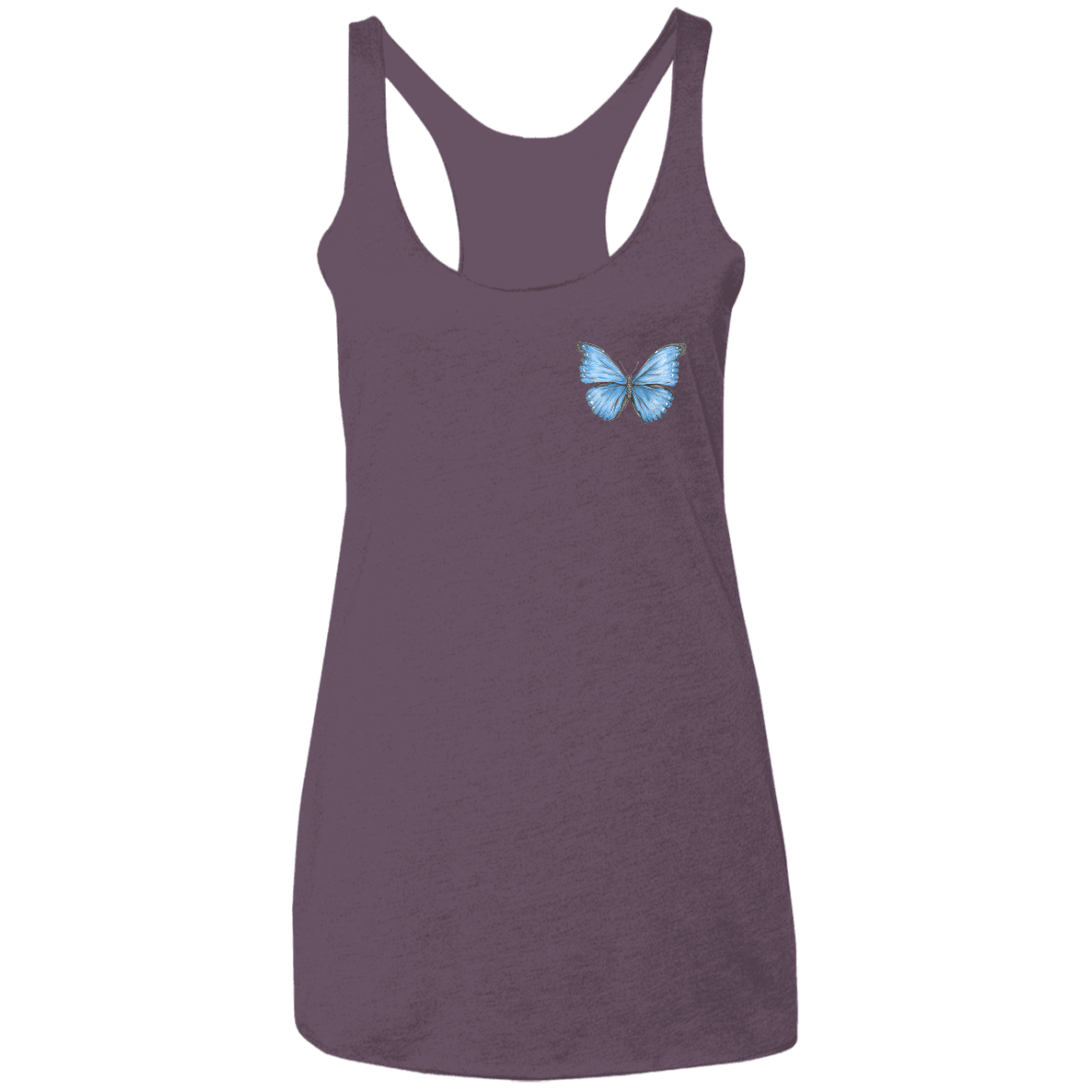 Ladies' Triblend Racerback Tank (Multiple Sizes/Colours) Cramer’s Blue Morpho Butterfly 1