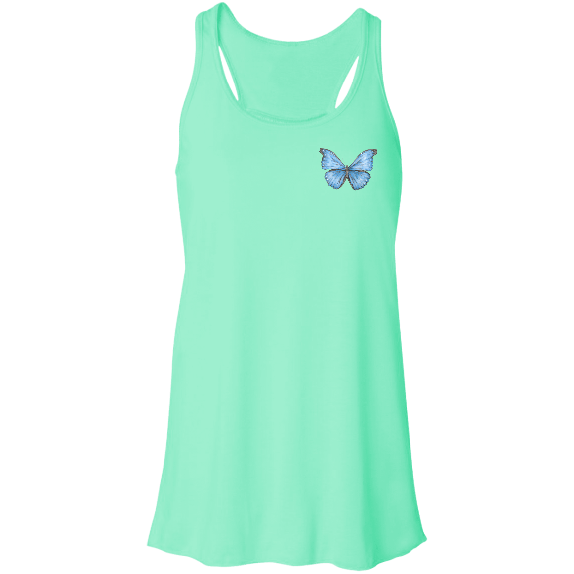 Flowy Racerback Tank (Multiple Sizes/Colours) Cramer’s Blue Morpho Butterfly 1