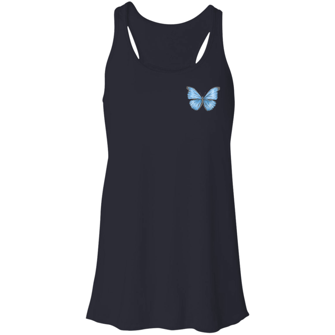 Flowy Racerback Tank (Multiple Sizes/Colours) Cramer’s Blue Morpho Butterfly 1