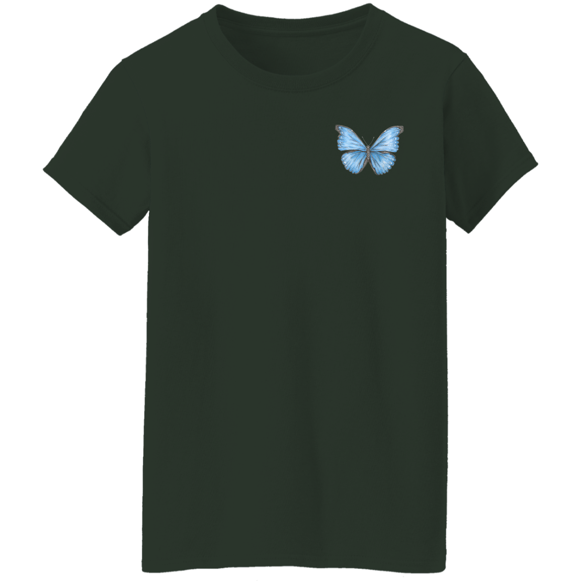 Ladies 5.3 oz Tee (Multiple Sizes/Colours) Cramer's Blue Morpho Butterfly 1