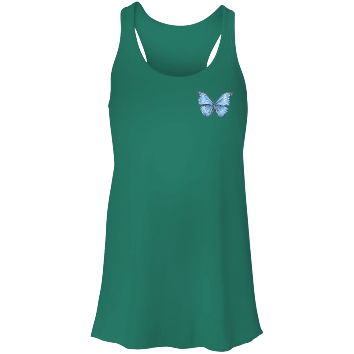 Flowy Racerback Tank (Multiple Sizes/Colours) Cramer’s Blue Morpho Butterfly 1