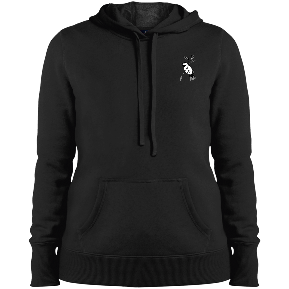 Ladies hoodie black capped chickadee