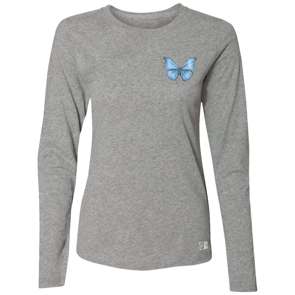 Ladies’  Long Sleeve Tee (Multiple Sizes/Colours) Cramer’s Blue Morpho Butterfly 1