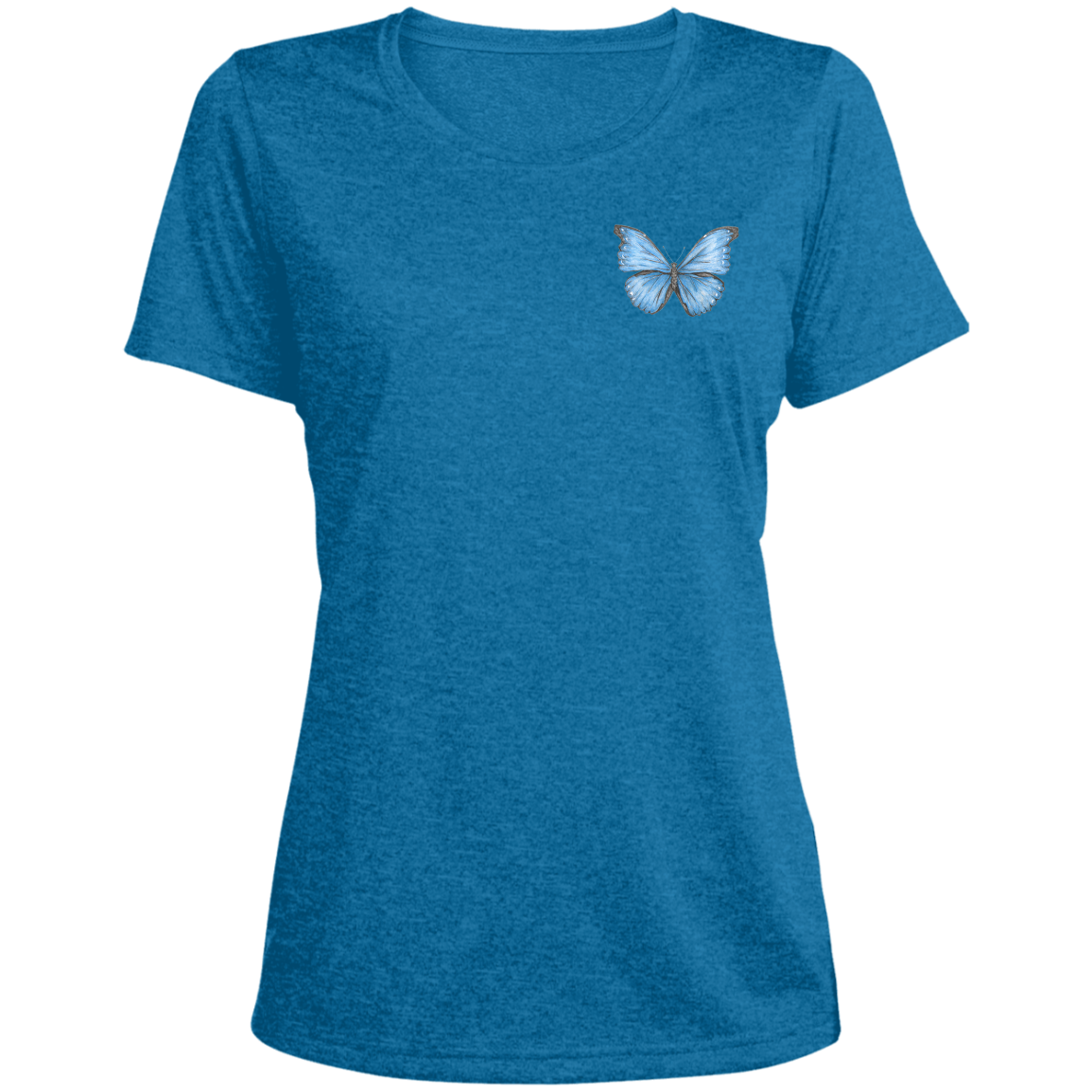 Ladies' Scoop Neck Tee (Multiple Sizes/Colours) Cramer’s Blue Morpho Butterfly 1