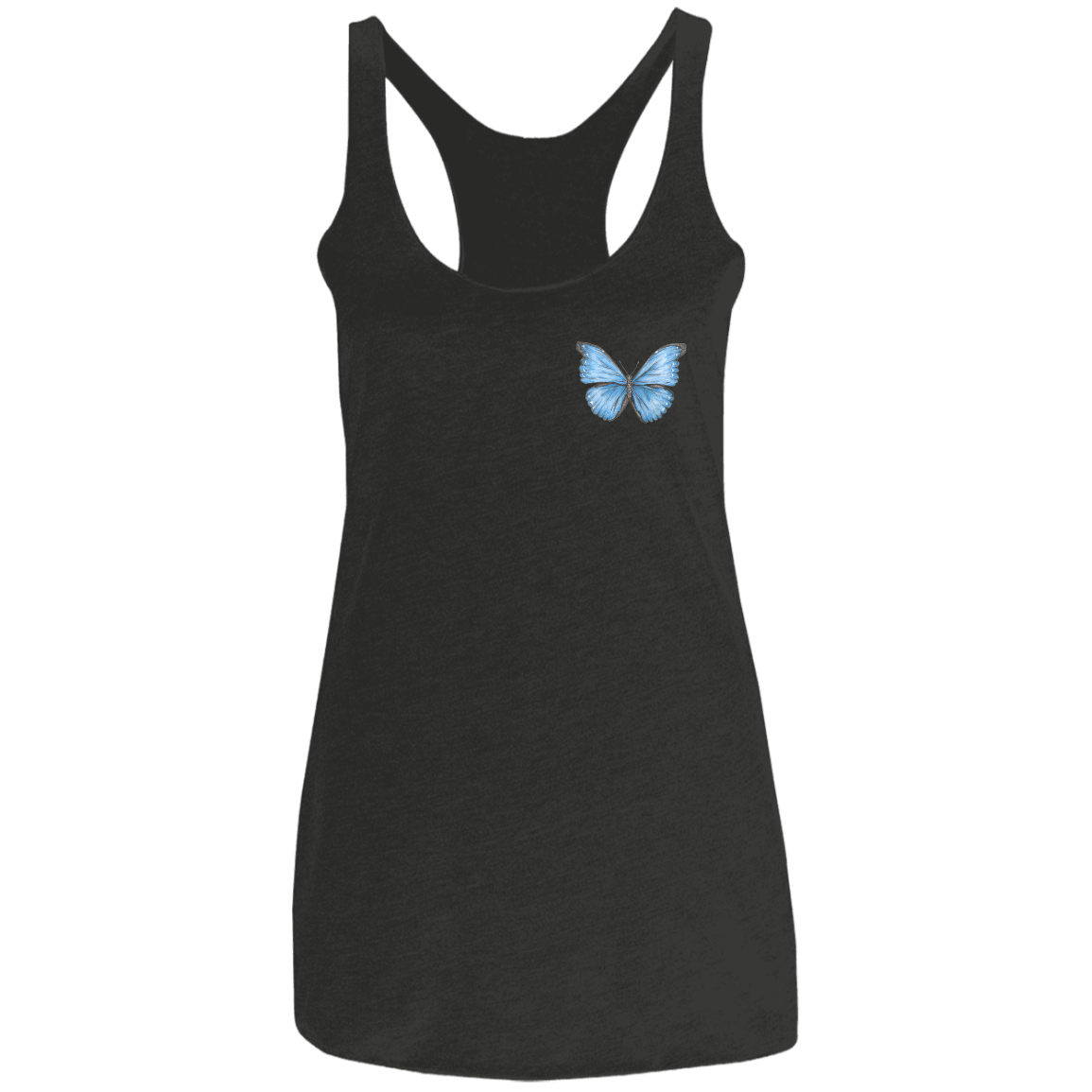 Ladies' Triblend Racerback Tank (Multiple Sizes/Colours) Cramer’s Blue Morpho Butterfly 1